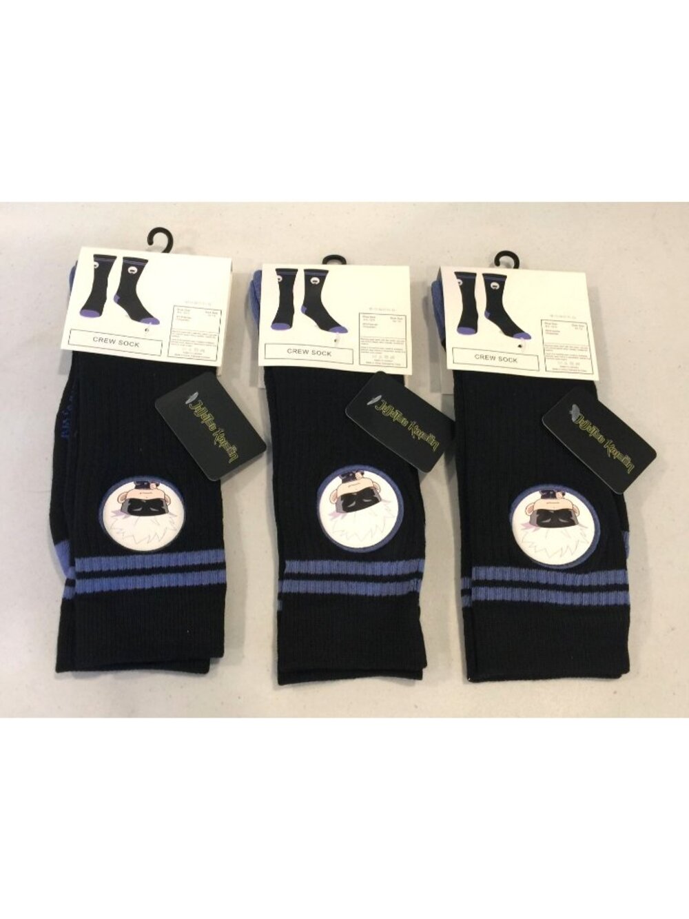 JUJUTSU KAISEN Men's Crew Socks Size 10-13 Set of 3 Bioworld